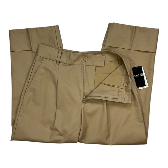 Lauren Ralph Lauren Double-Faced Stretch Cotton Ankle Pants 8 Tan NEW - Picture 3 of 12